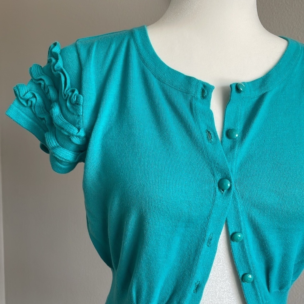 Willi Smith Women's Teal Button-Up Cardigan Size M - Picture 4 of 8